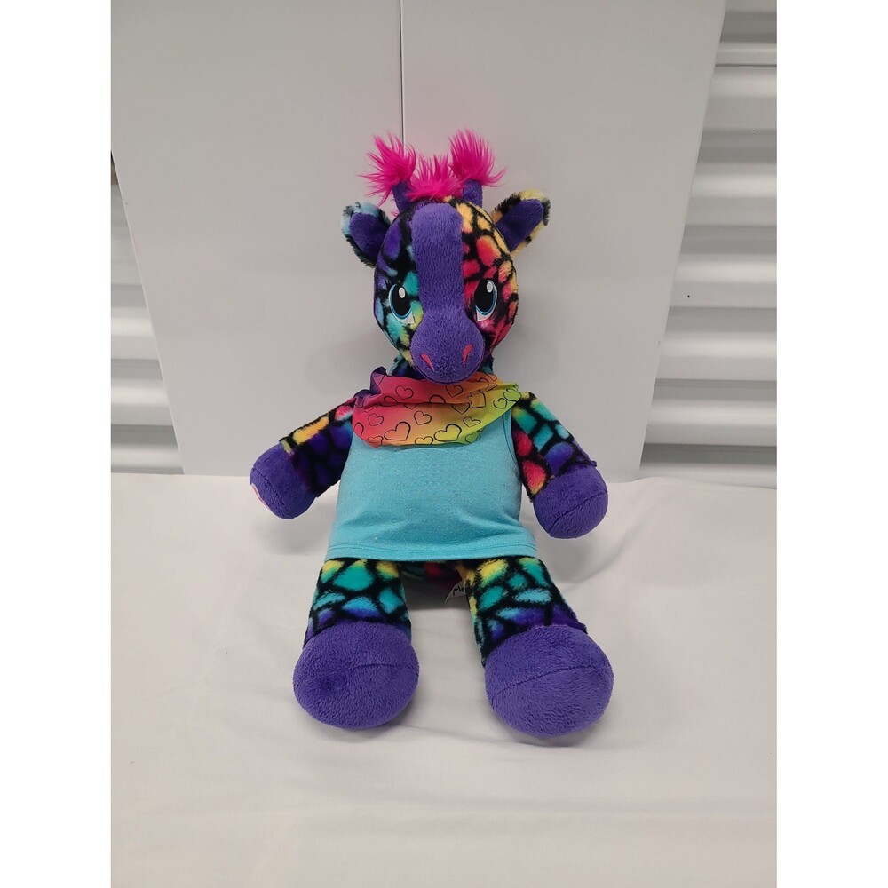 Build-A-Bear Lisa Frank Purple Rainbow Giraffe Plush with Top
